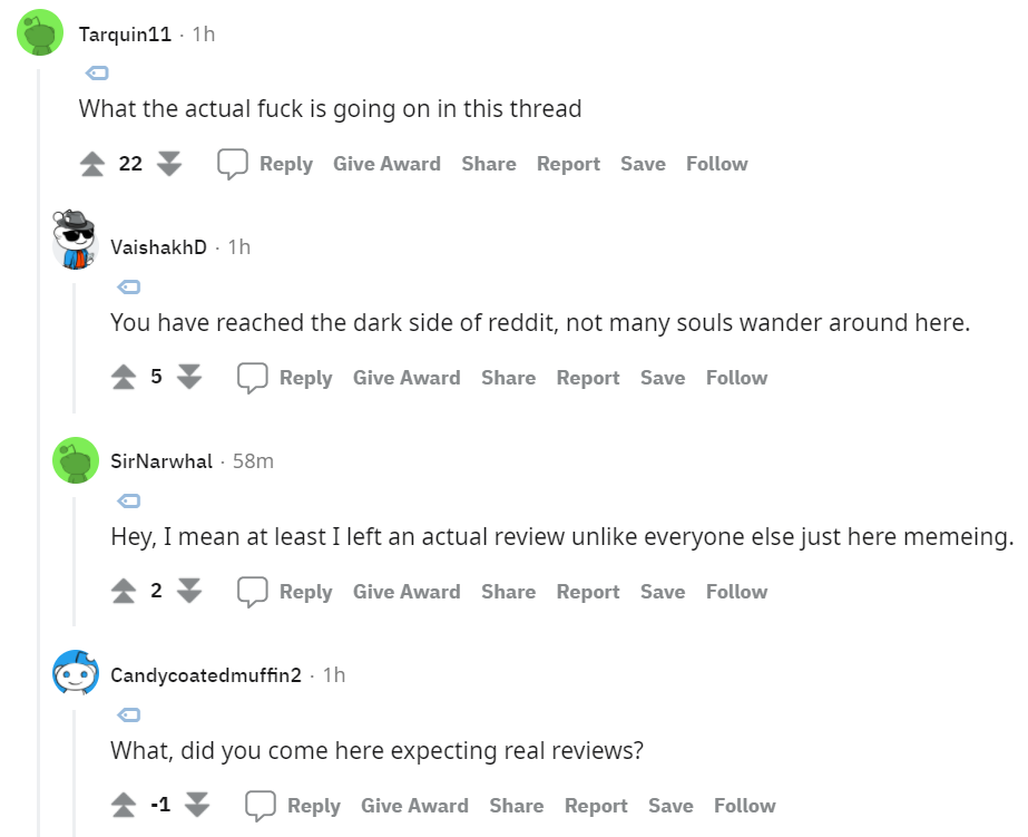 Reddit discussion thread